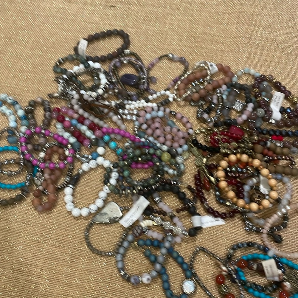 Lot of 60 bracelets #freepeople #anthropologie#handmade#hippee#natural#crystal